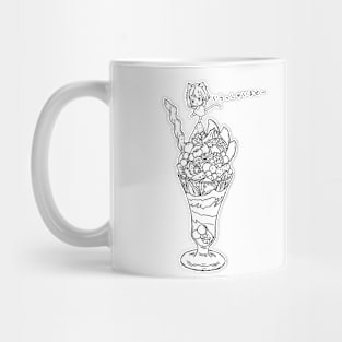 Cute Manga Cat Girl - Black Line Art With White Outline & Fill Mug